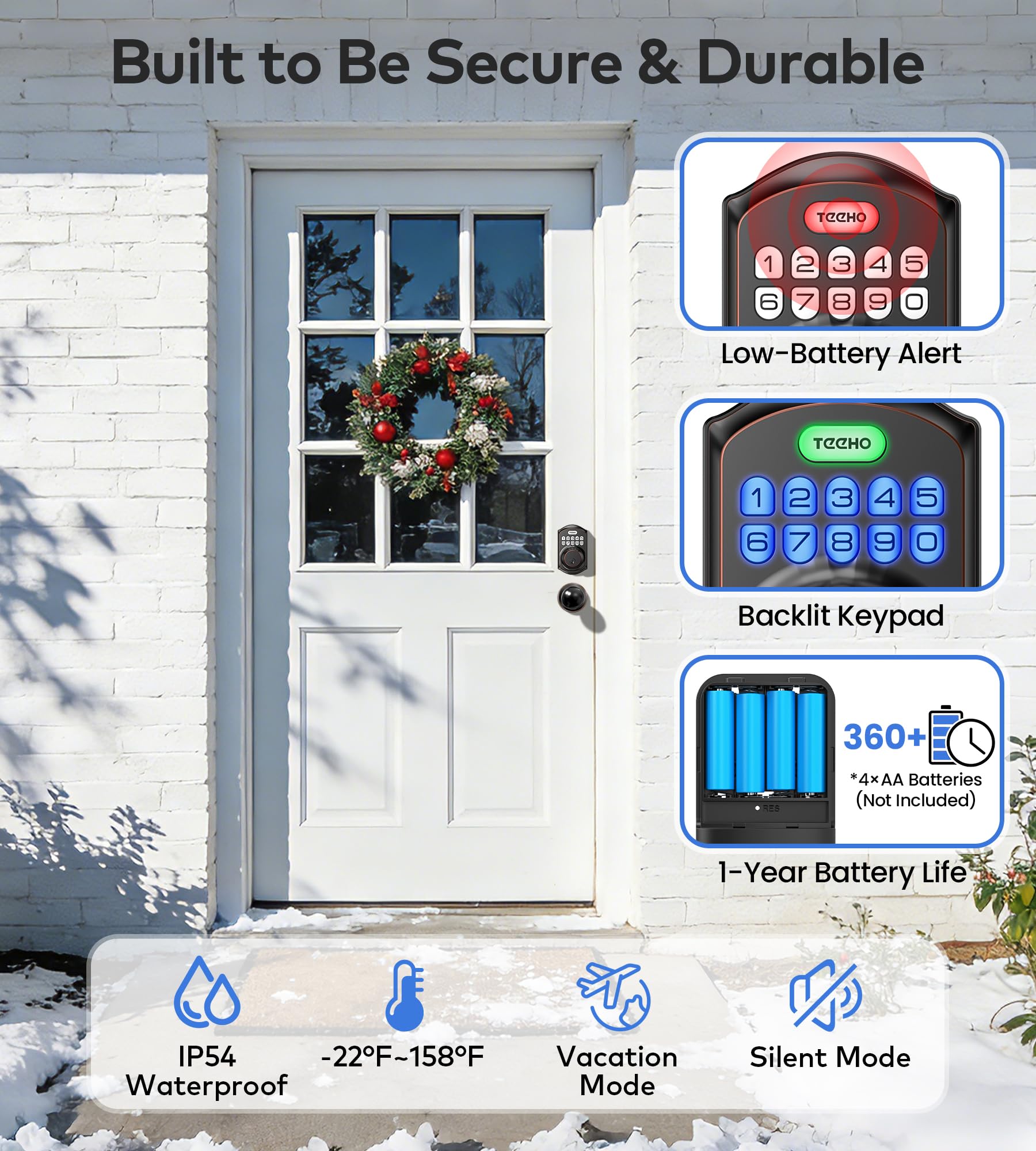 TEEHO TE001K auto-lock helps secure the door after closing automatically.