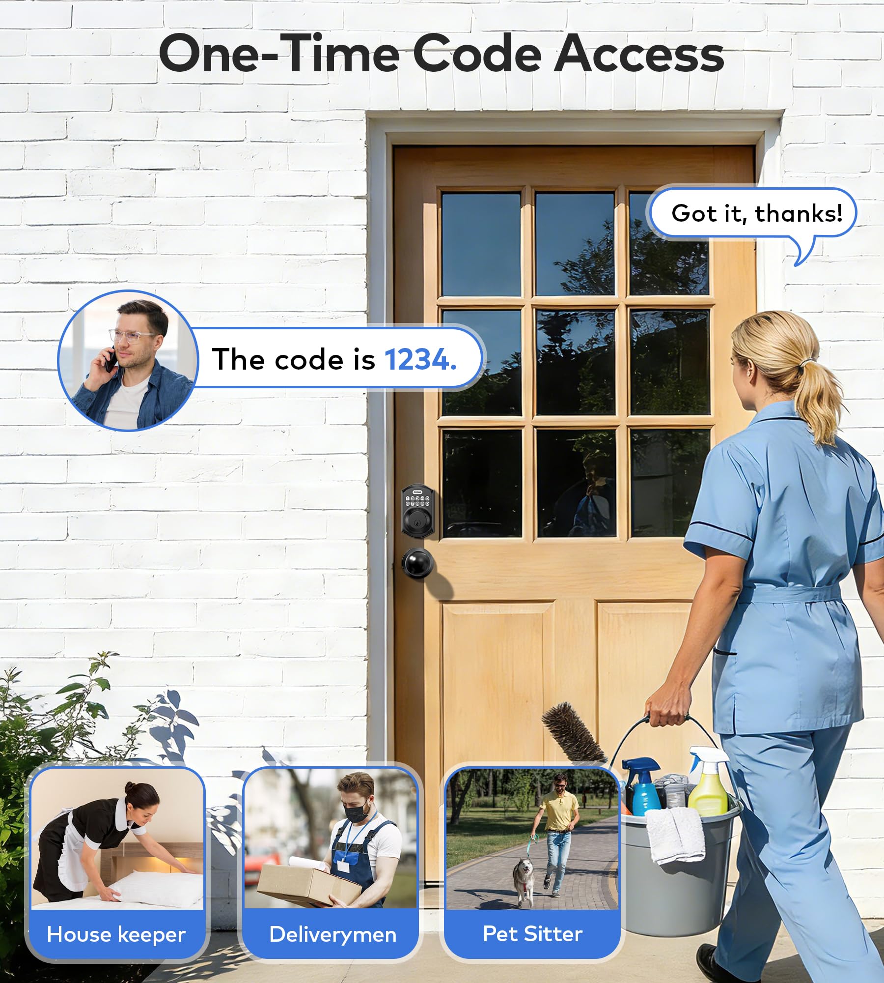 TE001K auto-lock feature engaging after door closes for enhanced security