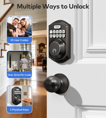 TEEHO TE001K backlit keypad enhances night-time entry for the front door.