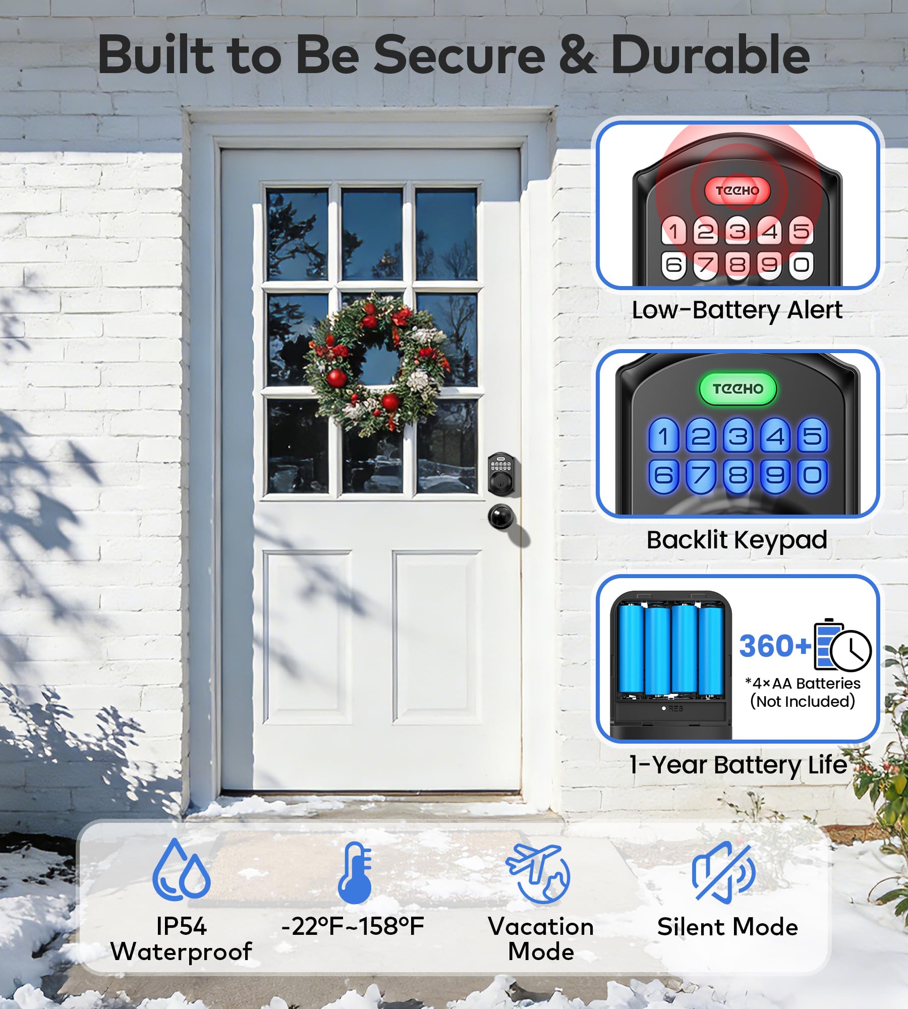 TE001K exterior lock with weather-resistant build ready for outdoor use