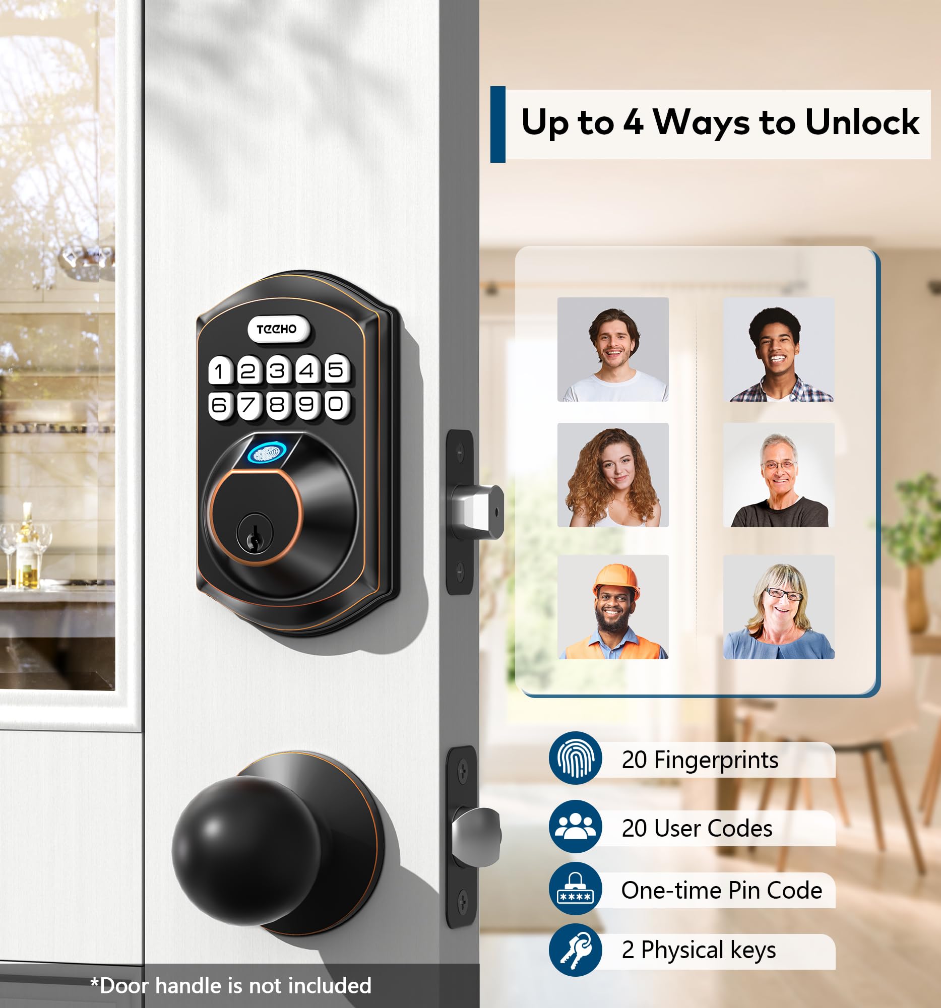 TEEHO TE002 keypad close-up emphasizes secure passcode entry
