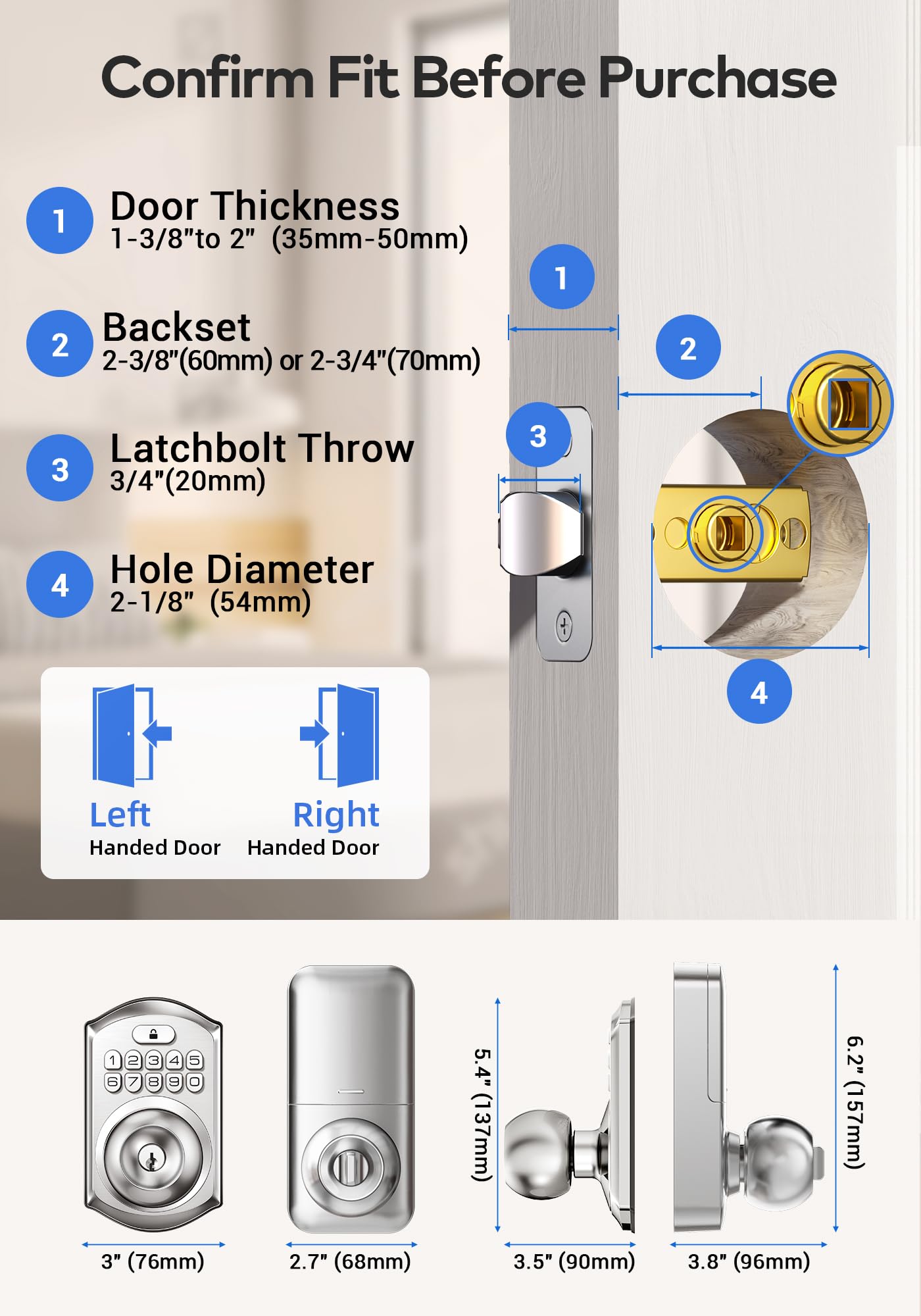 TEEHO TE003 handle and keypad show ergonomic design for quick daily access.