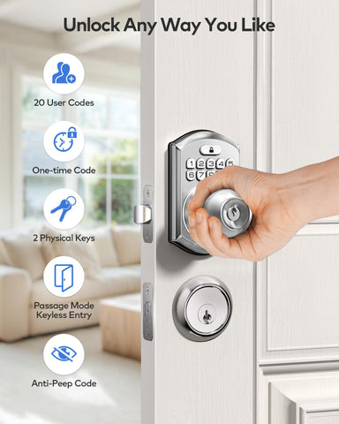 TEEHO TE003 keypad closeup featuring secure entry and anti-peeping option.