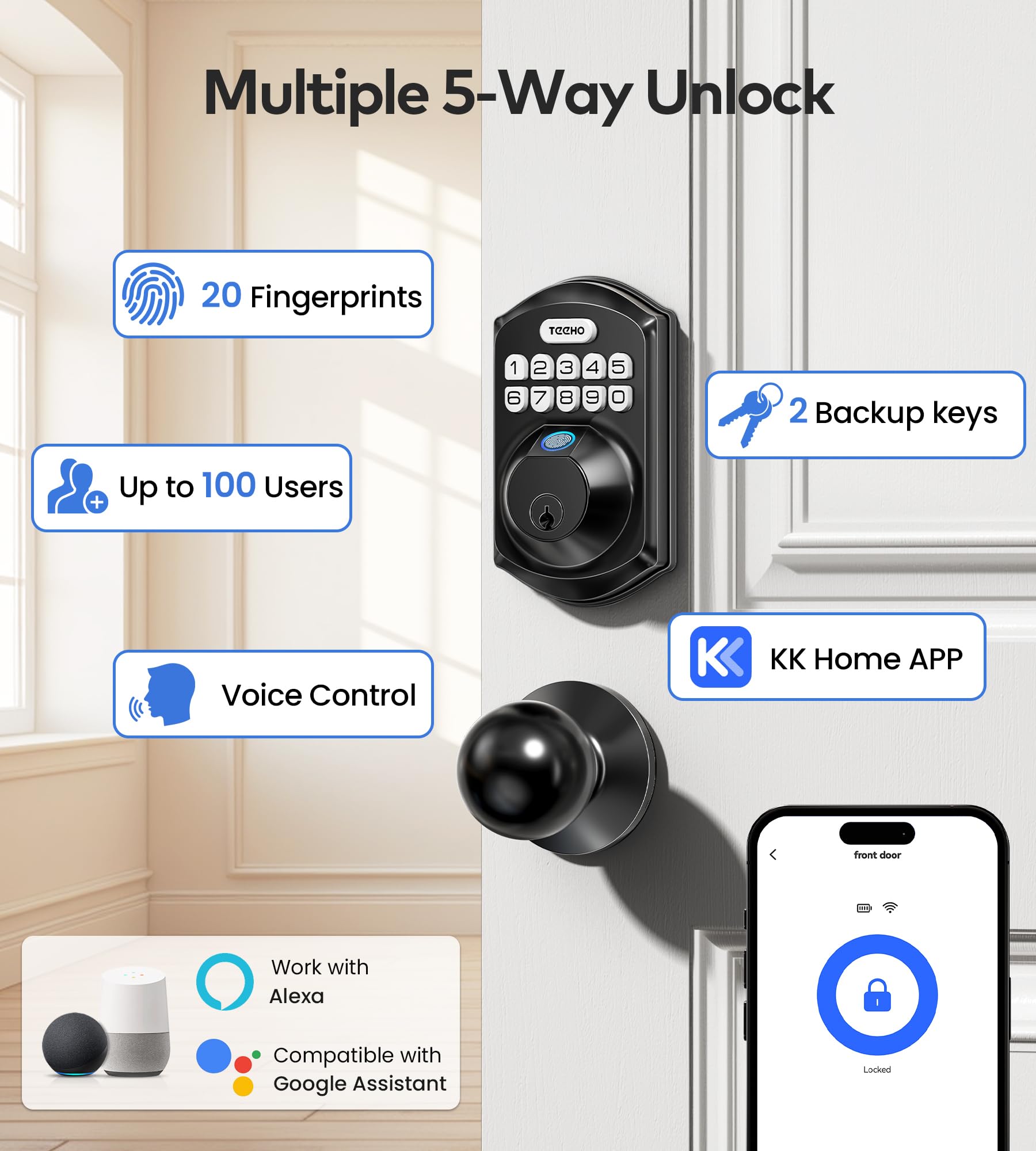 TEEHO TE012W-K app remote control interface on smartphone.
