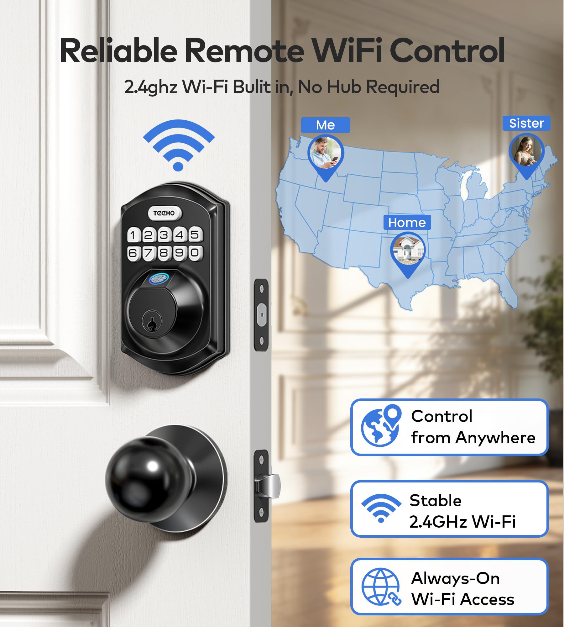 TEEHO TE012W-K fingerprint scanner close-up for quick access.