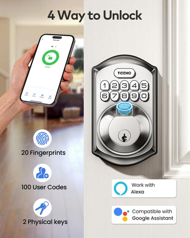 Voice control with Alexa or Google Assistant for hands-free entry.