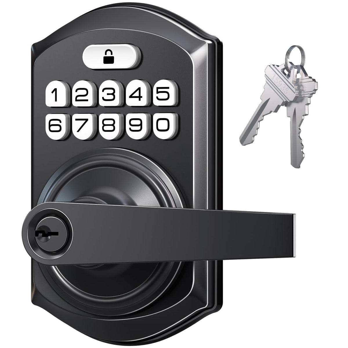 TEEHO TE004 front view in matte black for modern interior security.