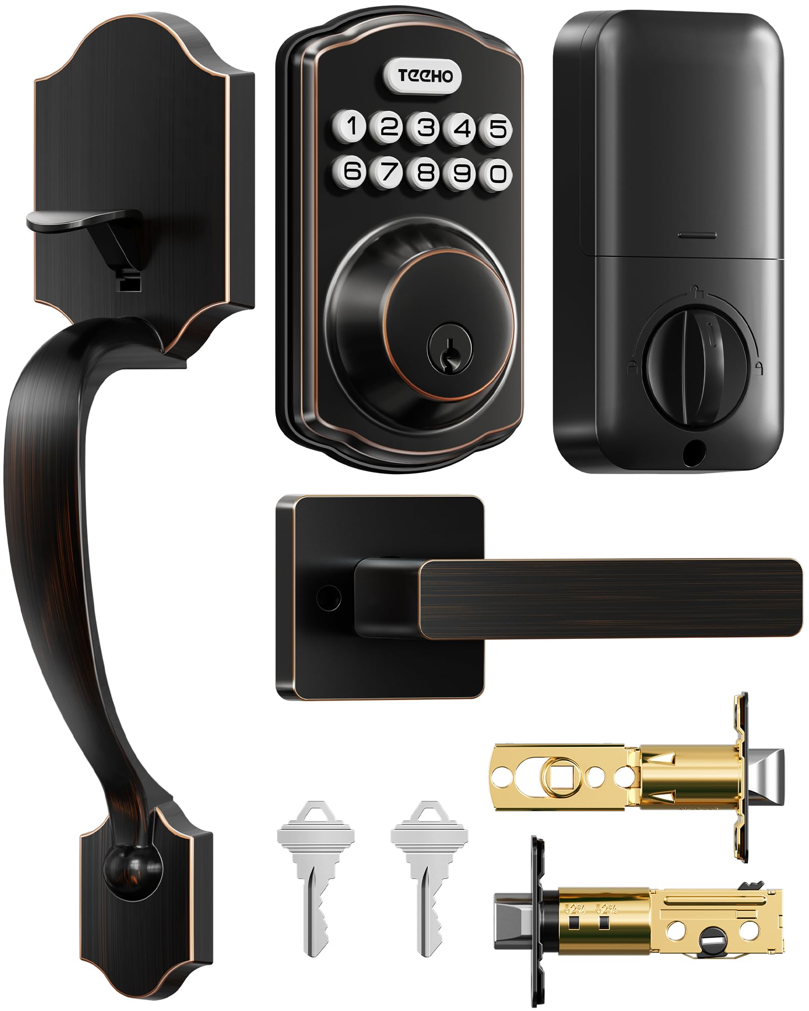 TEEHO TK001H front door lock with oil-rubbed bronze finish for secure entry