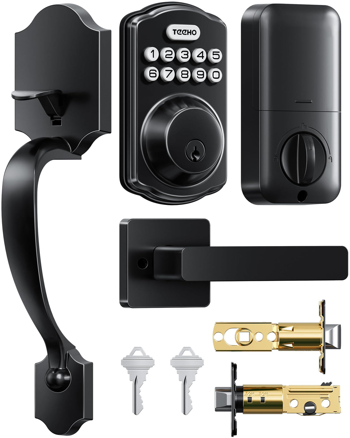 TEEHO TK001H keyless lock with handle on front door for convenient entry.