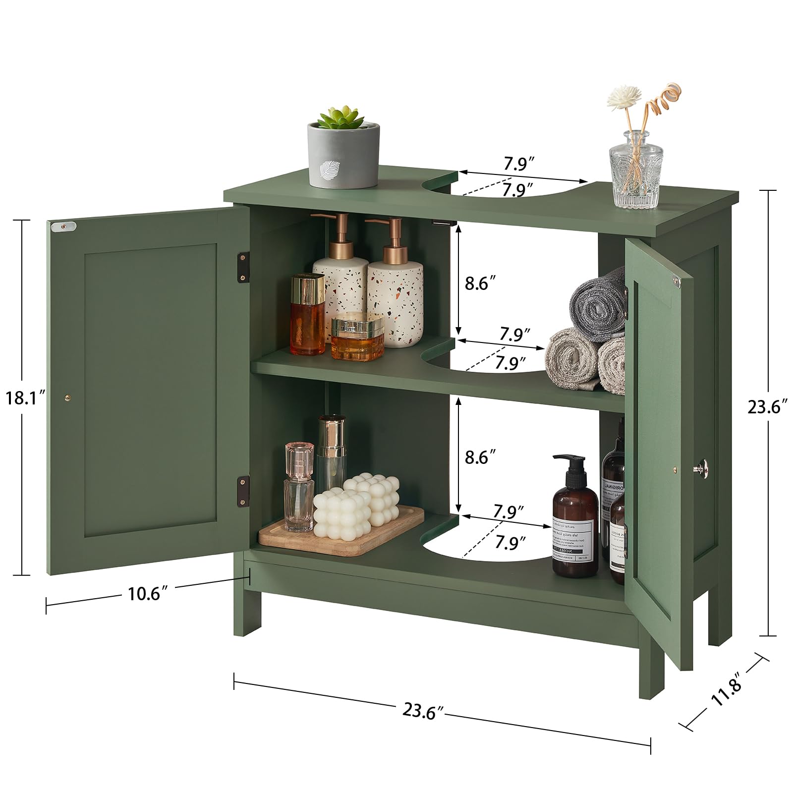 TEENFON space-saving U-shape fits under pedestal sinks