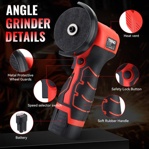 TEENO mini grinder high-speed 19,500 rpm for fast material removal.