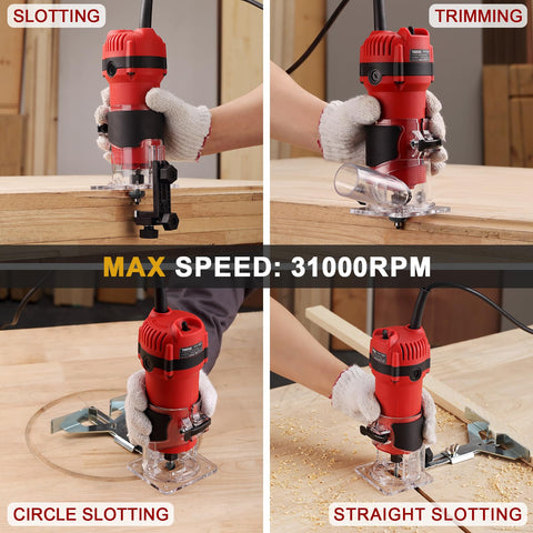 TEENO Wood Router roller guide provides stable guiding for curves and patterns.