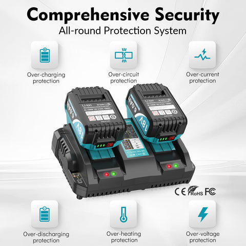 TeenPower battery protection icons highlighting safety features