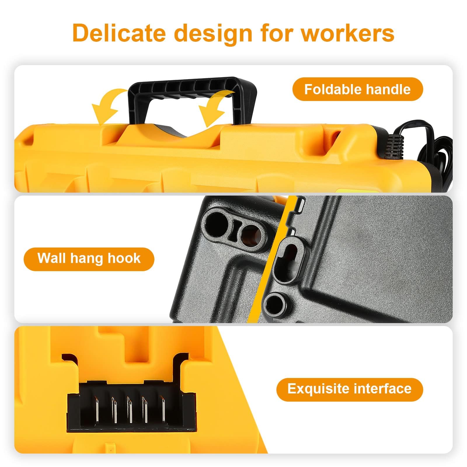 TeenPower charger compatible with Dewalt batteries like DCB120 and DCB124.