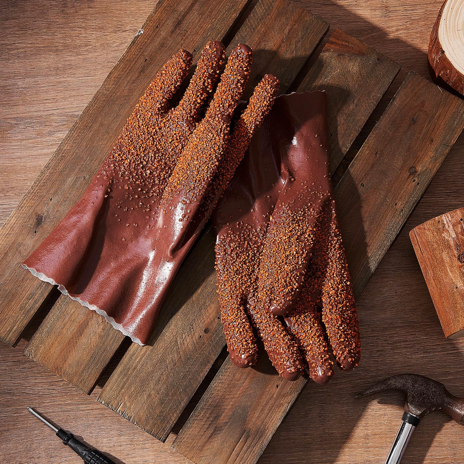 Teenyyou gloves shown in a drain cleaning scene for practical plumbing work.