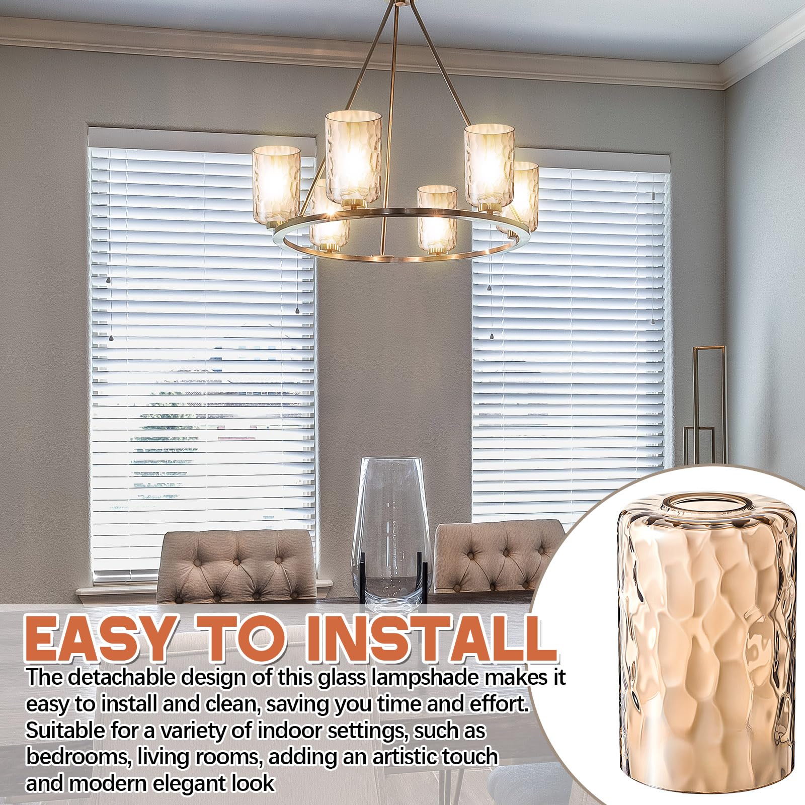 Teenyyou glass shade elevates chandeliers with modern rustic charm