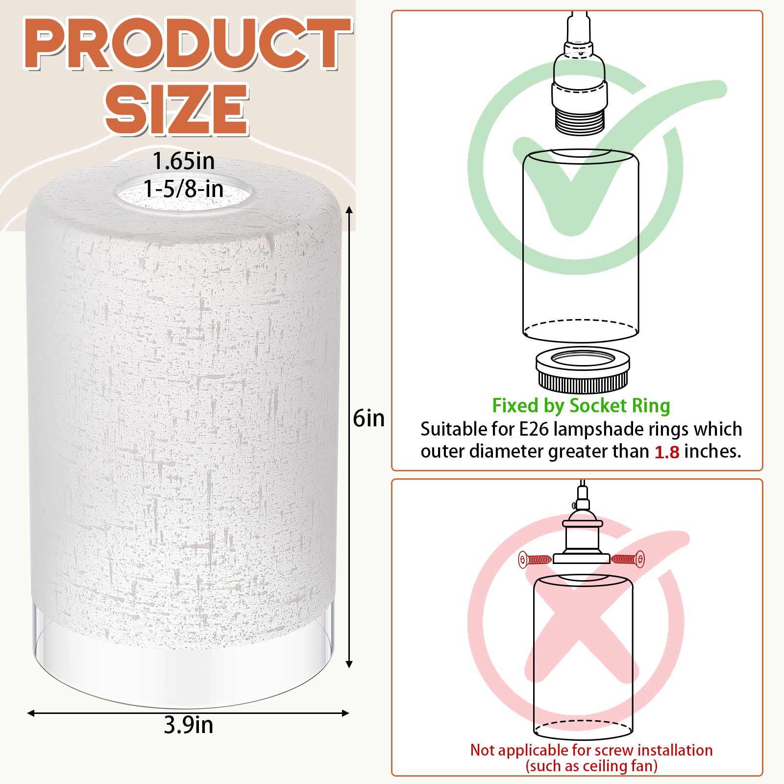 Teeneyou cylindrical white linen frosted glass shade for modern decor and glare-free illumination.