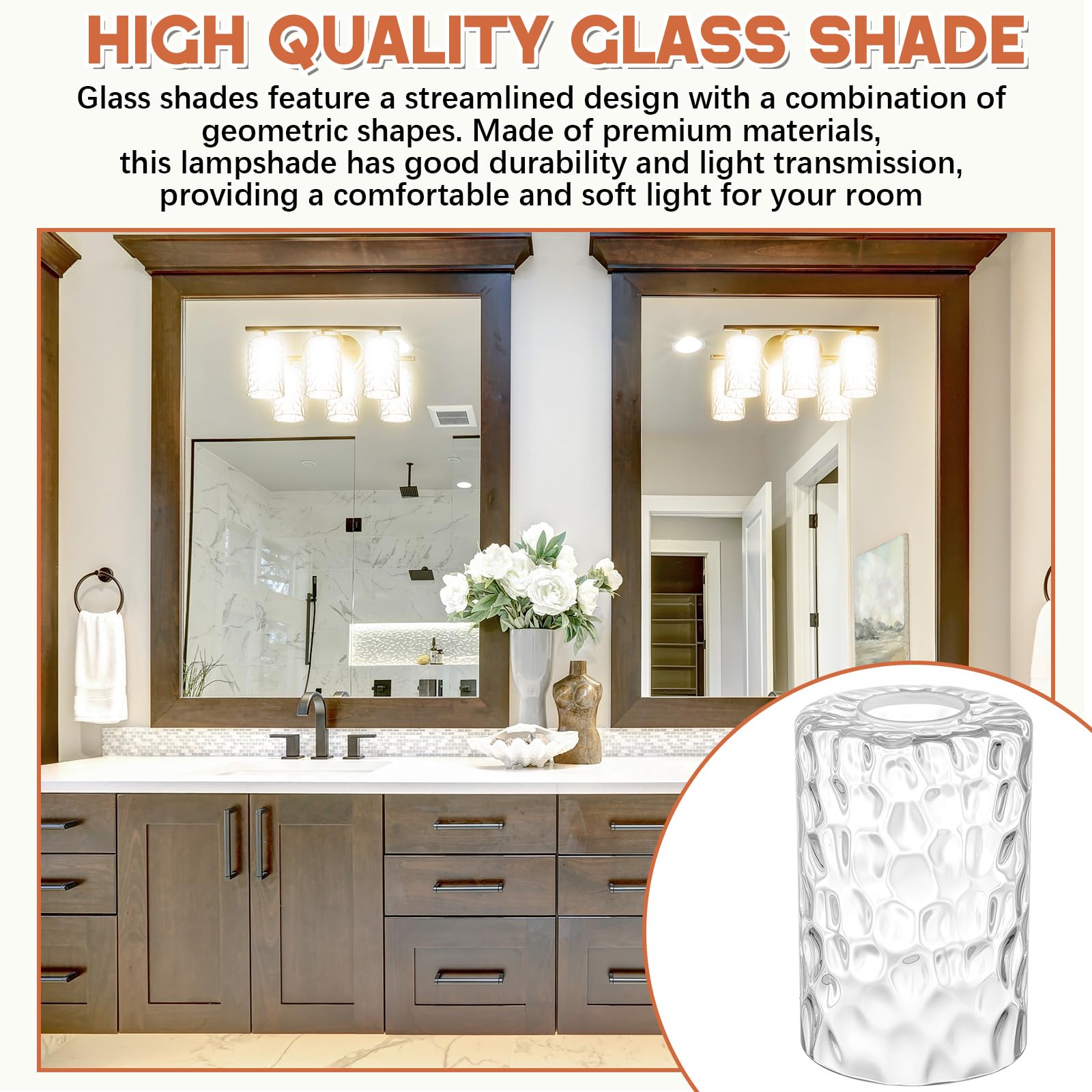 Teenyyou E26 base shade replacement glass fits standard fixtures