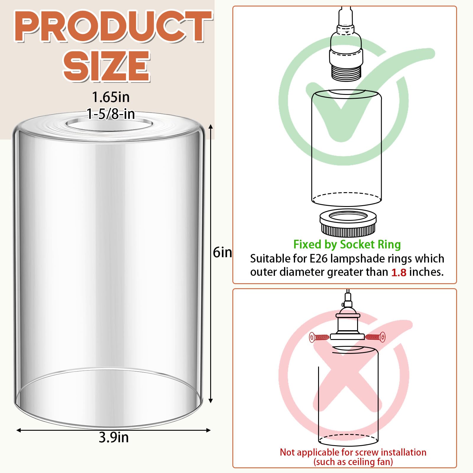 Teenyyou glass shade replacement for ceiling lights provides soft glare-free illumination