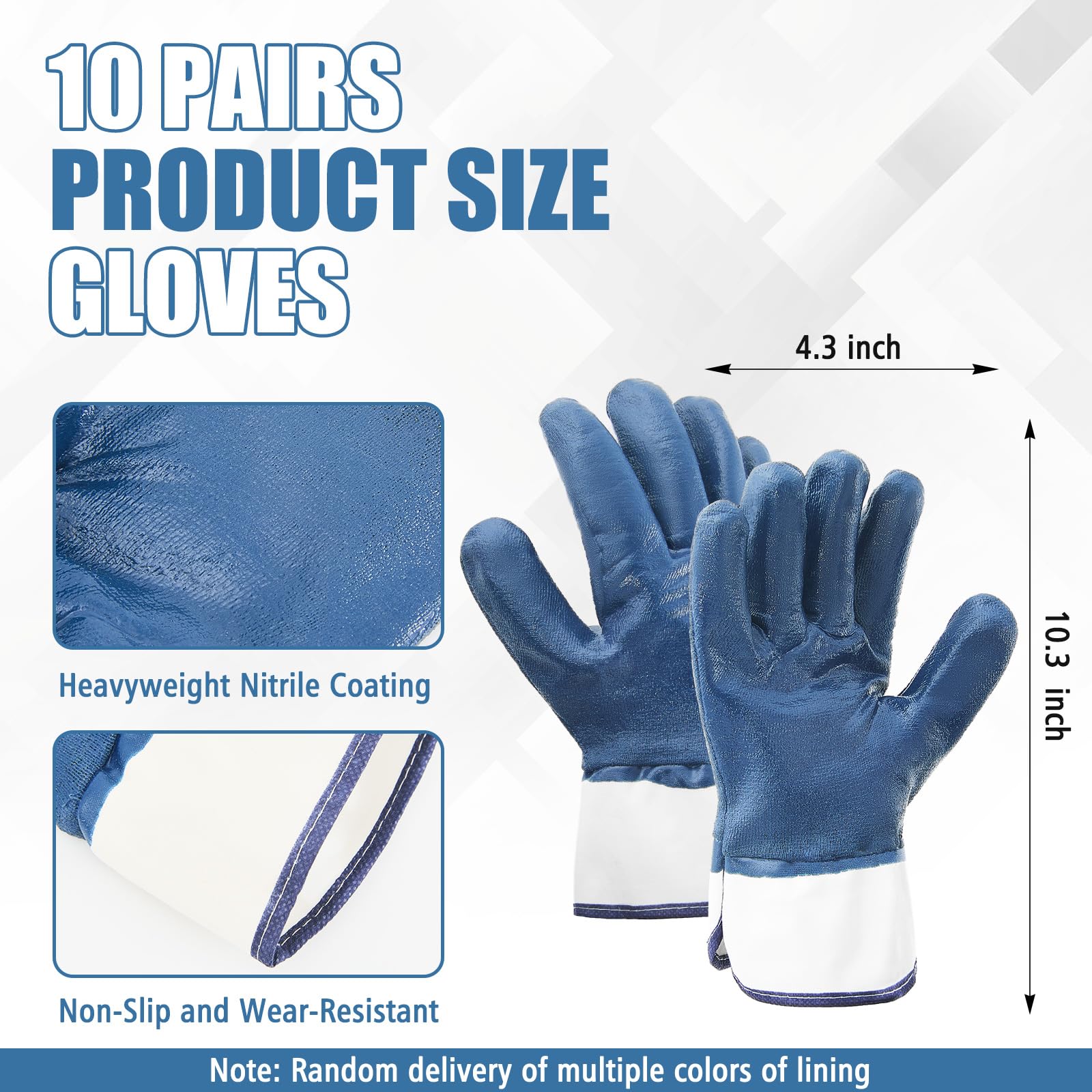 Teenyyou nitrile-coated gloves close-up, tough grip in wet or greasy conditions.