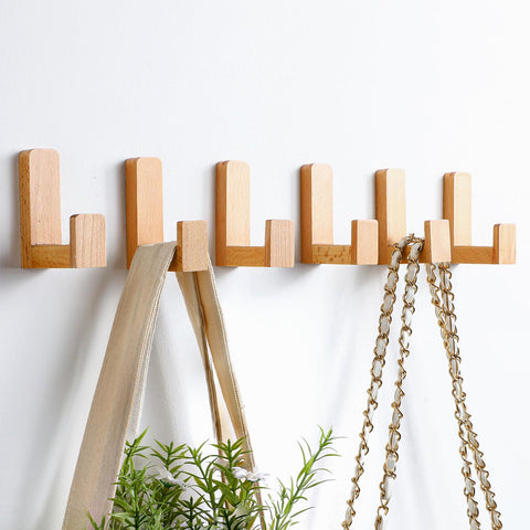 Teenyyou Nordic-style hooks with natural wood texture add stylish storage in entryways