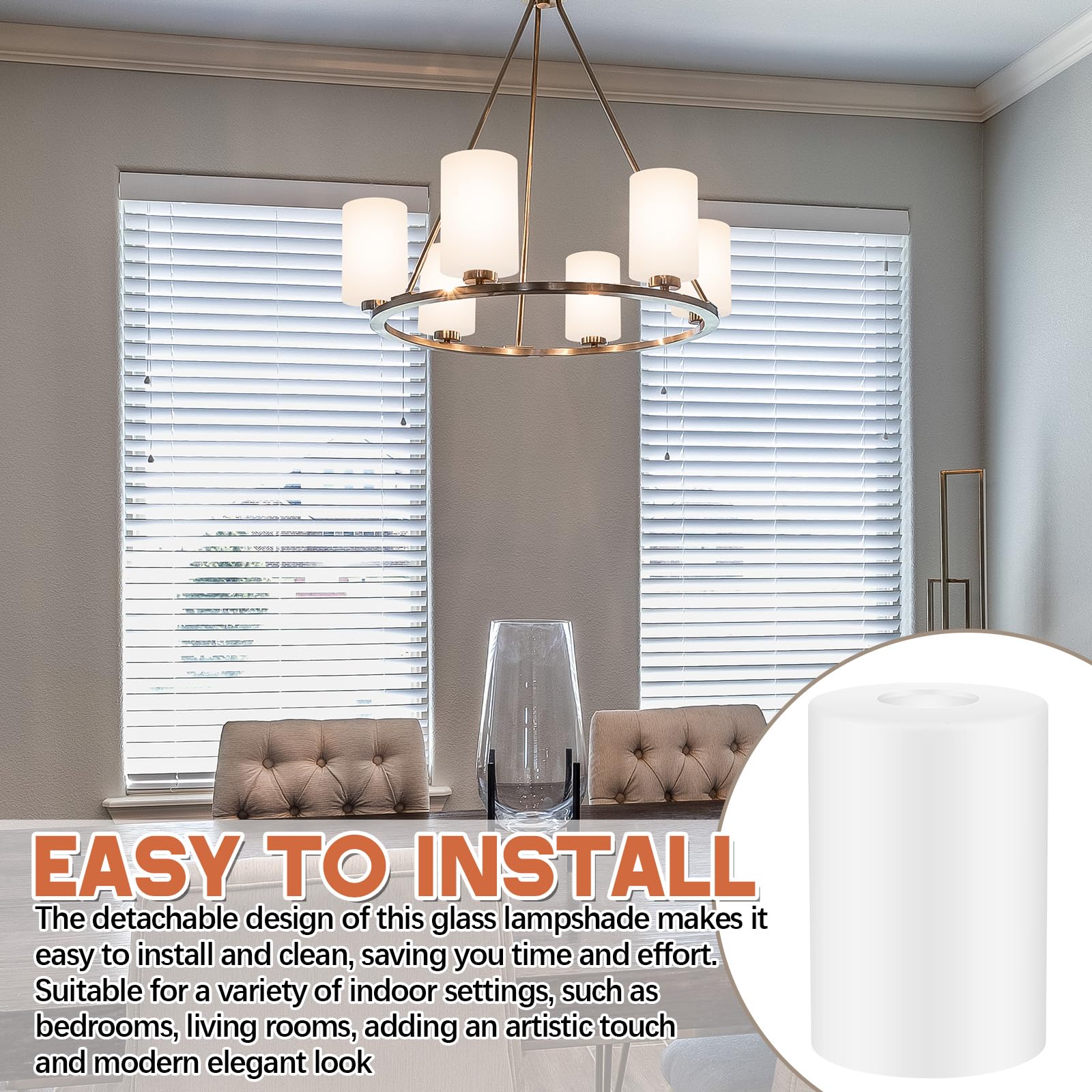 Easy install and cleaning with Teenyyou frosted shade for multiple fixtures