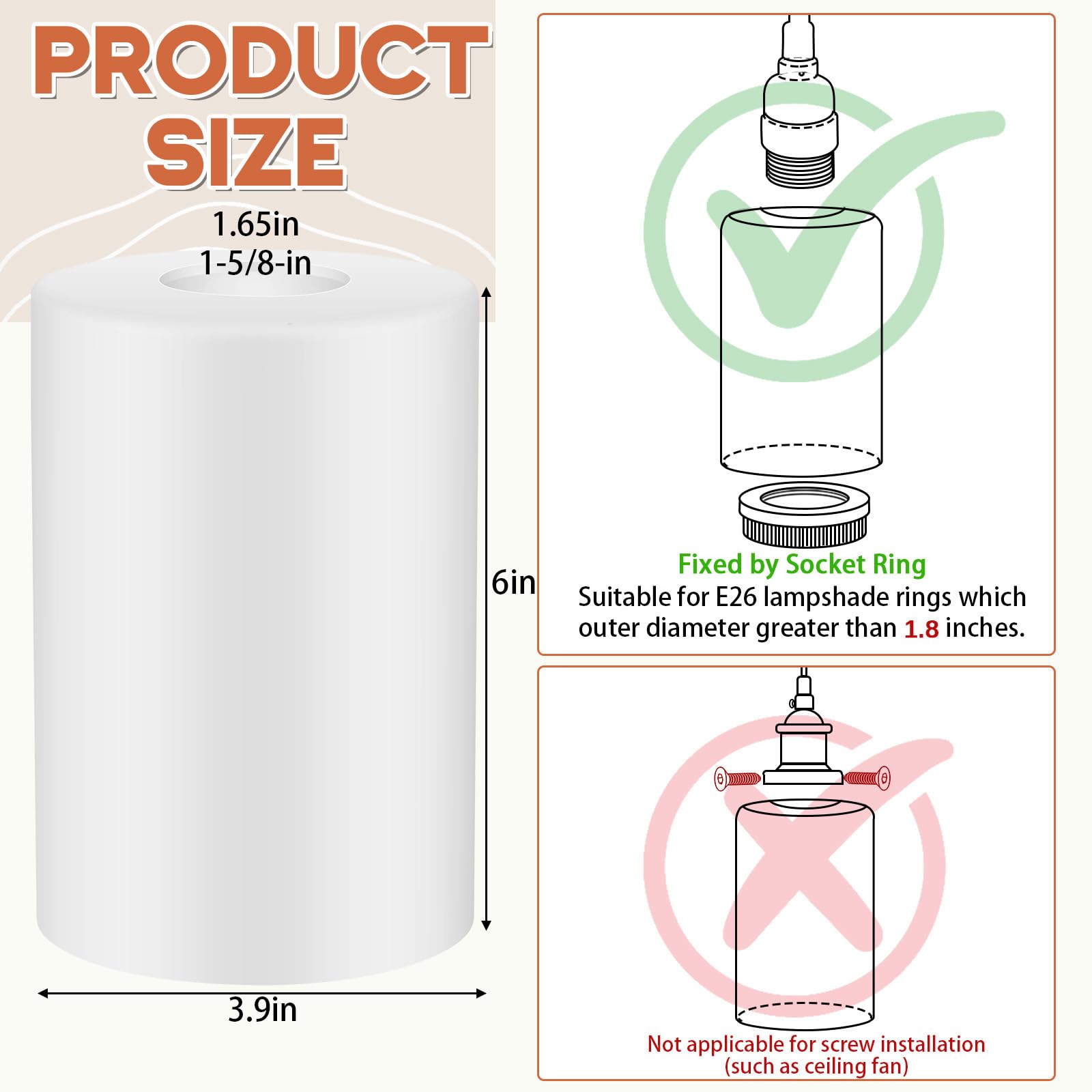 Teenyyou white frosted glass shade for pendant and ceiling fixtures adds even light diffusion