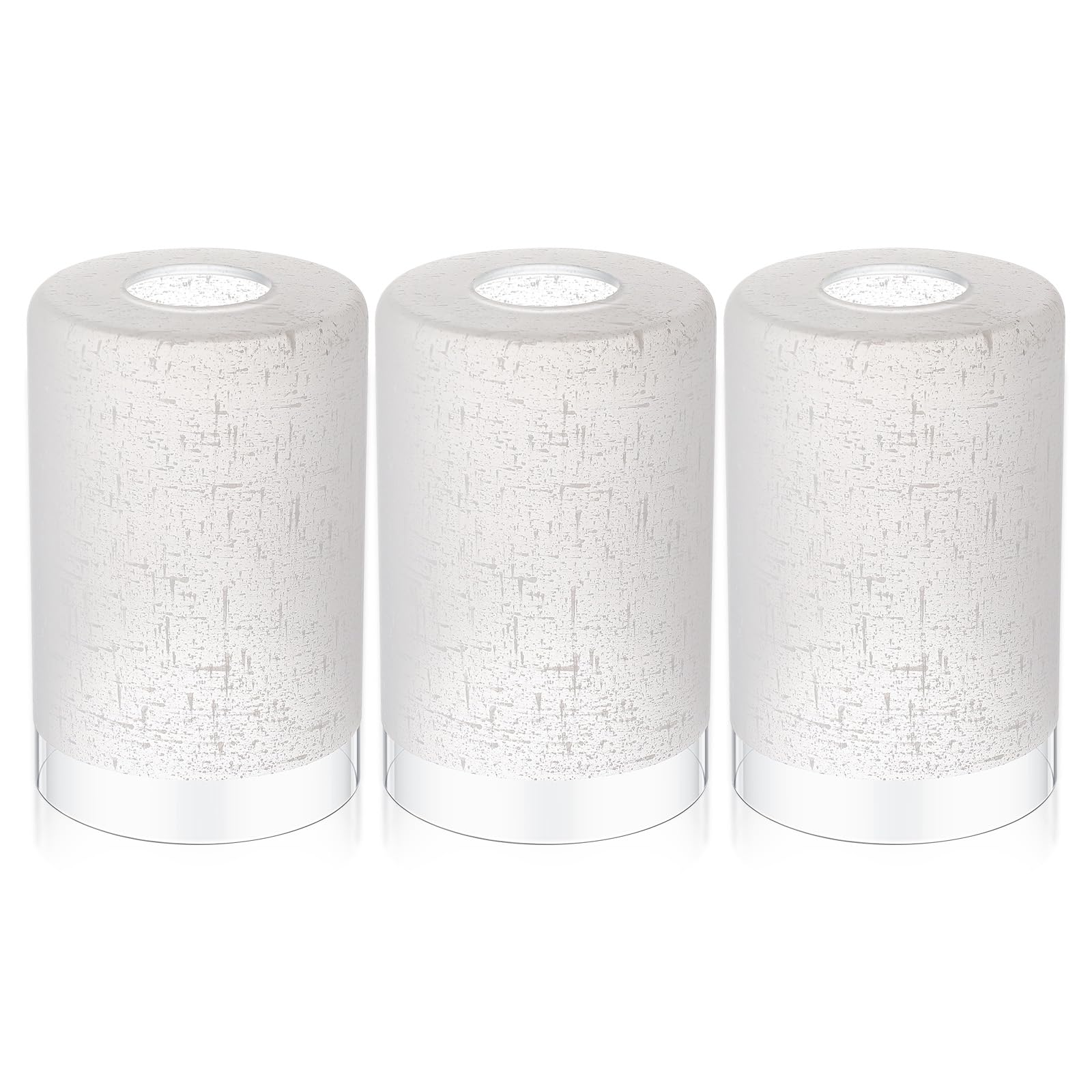 Teeneyou white linen frosted glass shade, 1-5/8 inch mount, diffuses soft, even light.