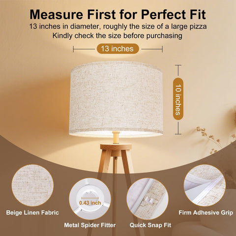 TEEYELLA shade with harp-fit compatibility for modern floor lamps, warmth.