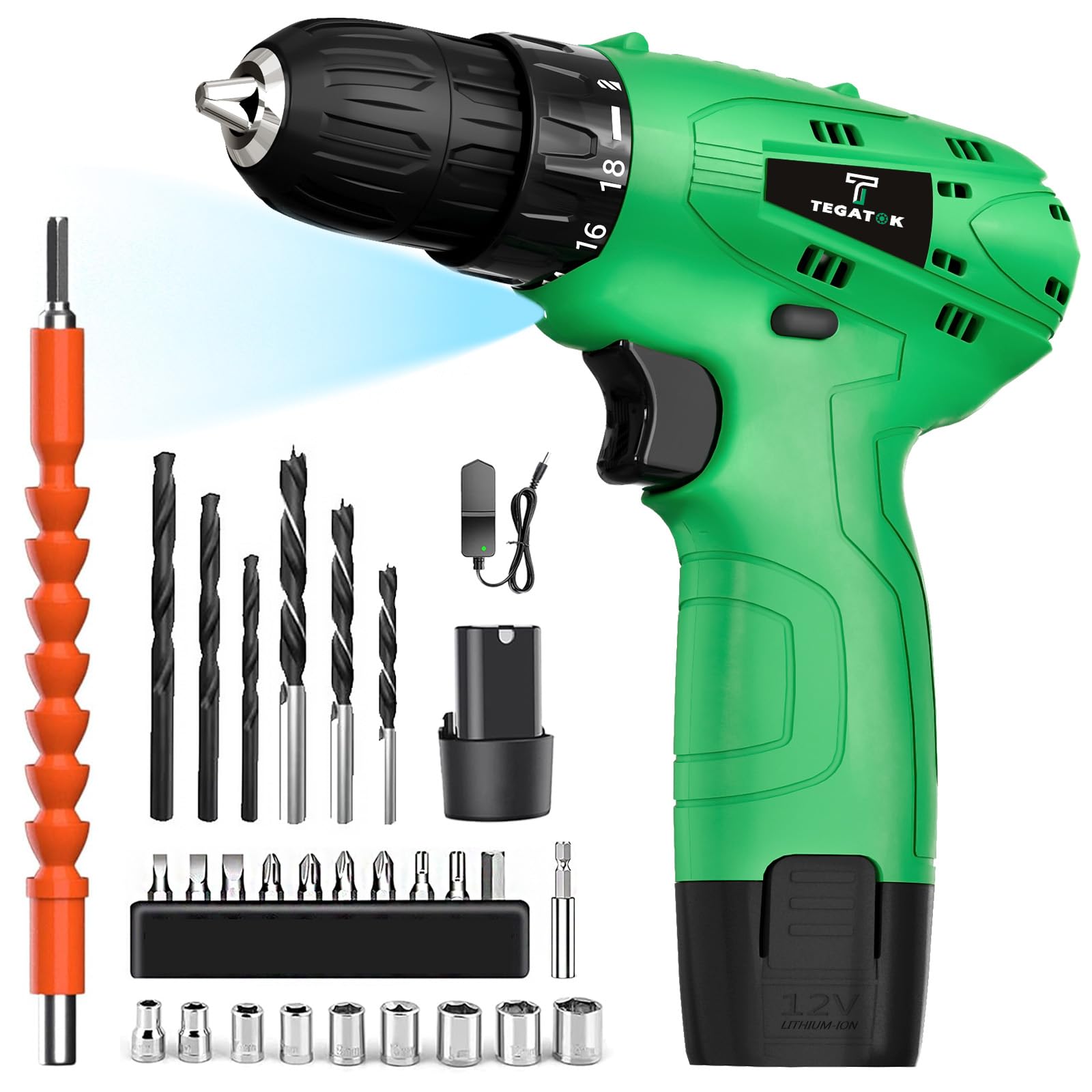 Tegatok cordless drill set in hand for precise home drilling tasks.