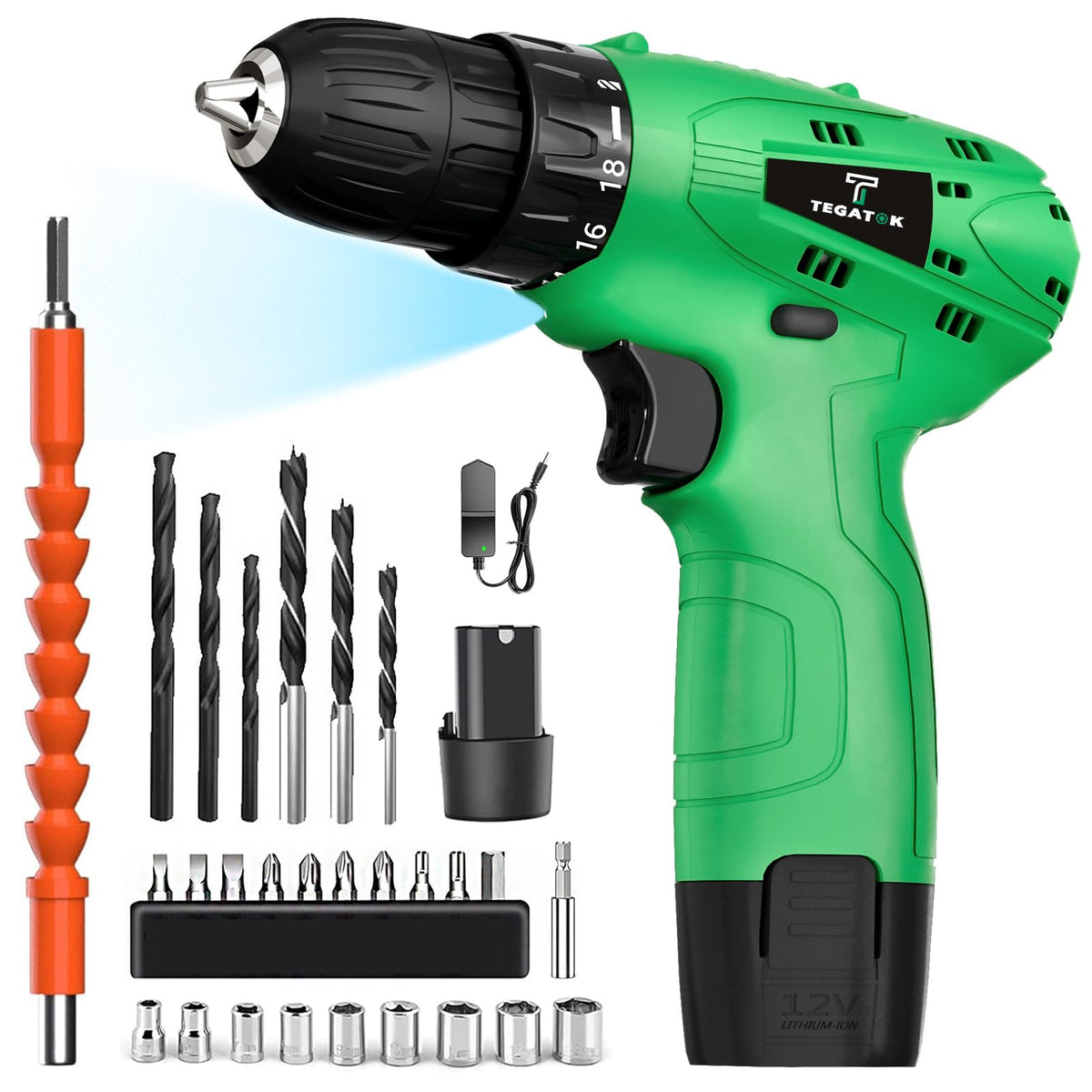 Tegatok cordless drill set in hand for precise home drilling tasks.