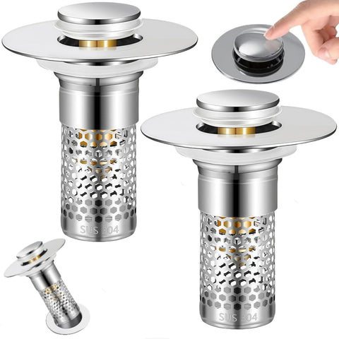 Teilybao bathroom sink drain strainer pop-up view shows quick sealing and debris blocking