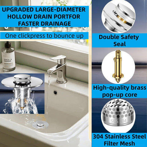 Teilybao bathroom sink drain strainer solid brass core close-up conveys durability