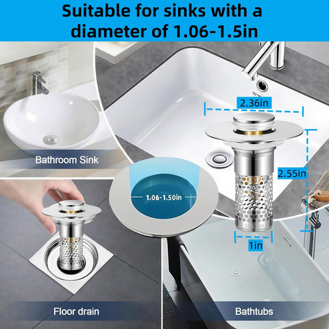 Teilybao bathroom sink drain strainer stainless steel basket close-up showcases filtration