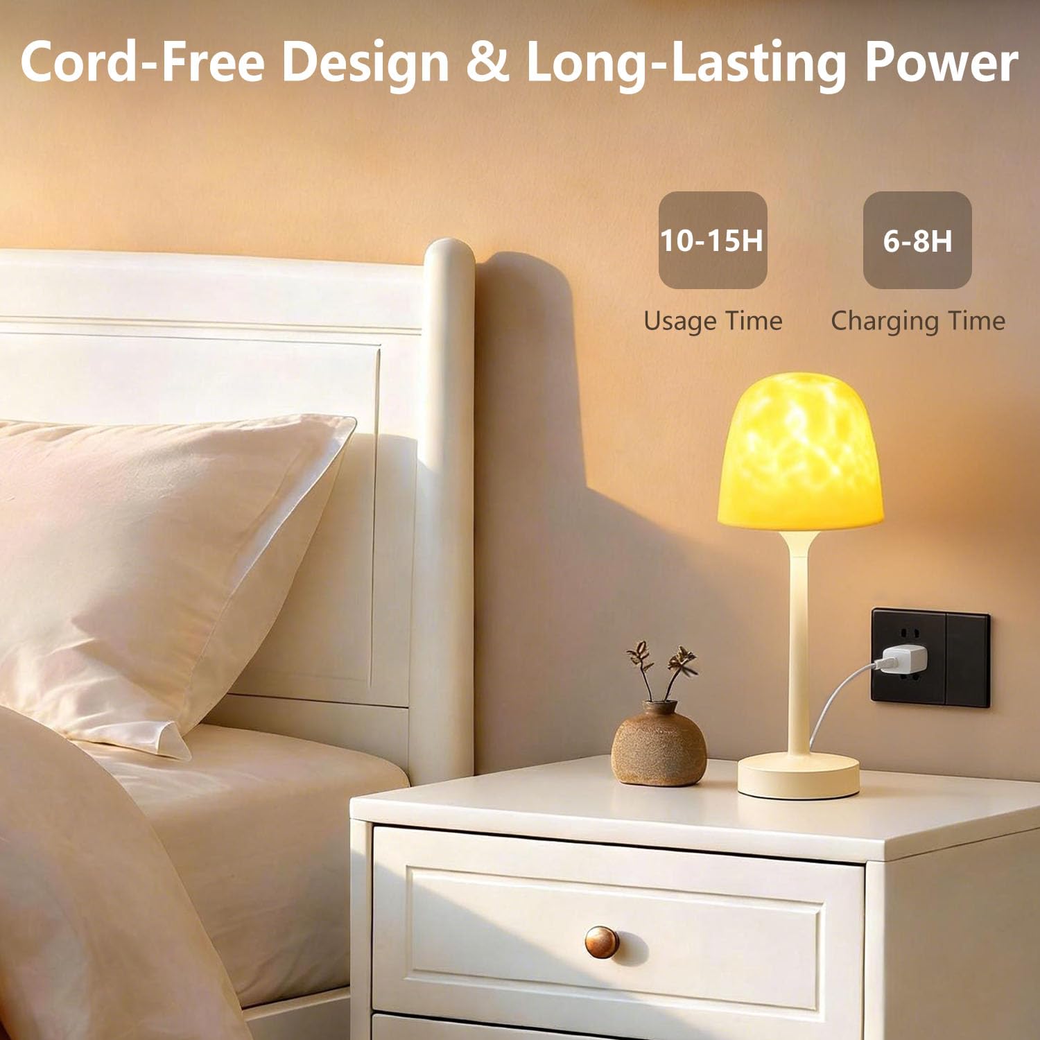 TEINNGO cordless table lamp design suits bathroom, kitchen, and patio