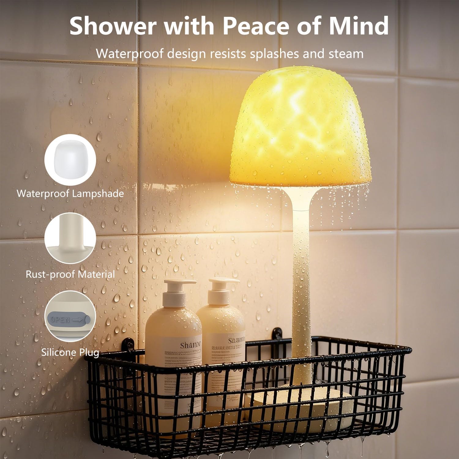 TEINNGO shower lamp touch controls enable quick scene switching