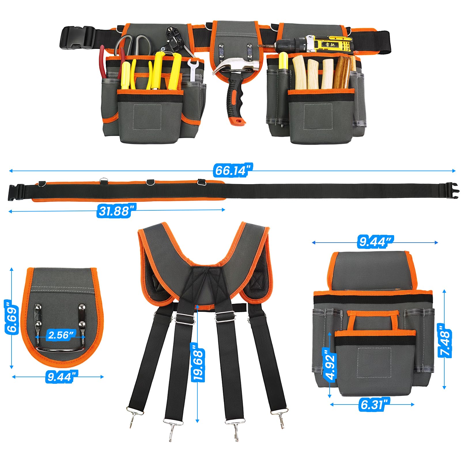 TEKCHIC adjustable waist belt fits 32 to 66 inches comfortably.