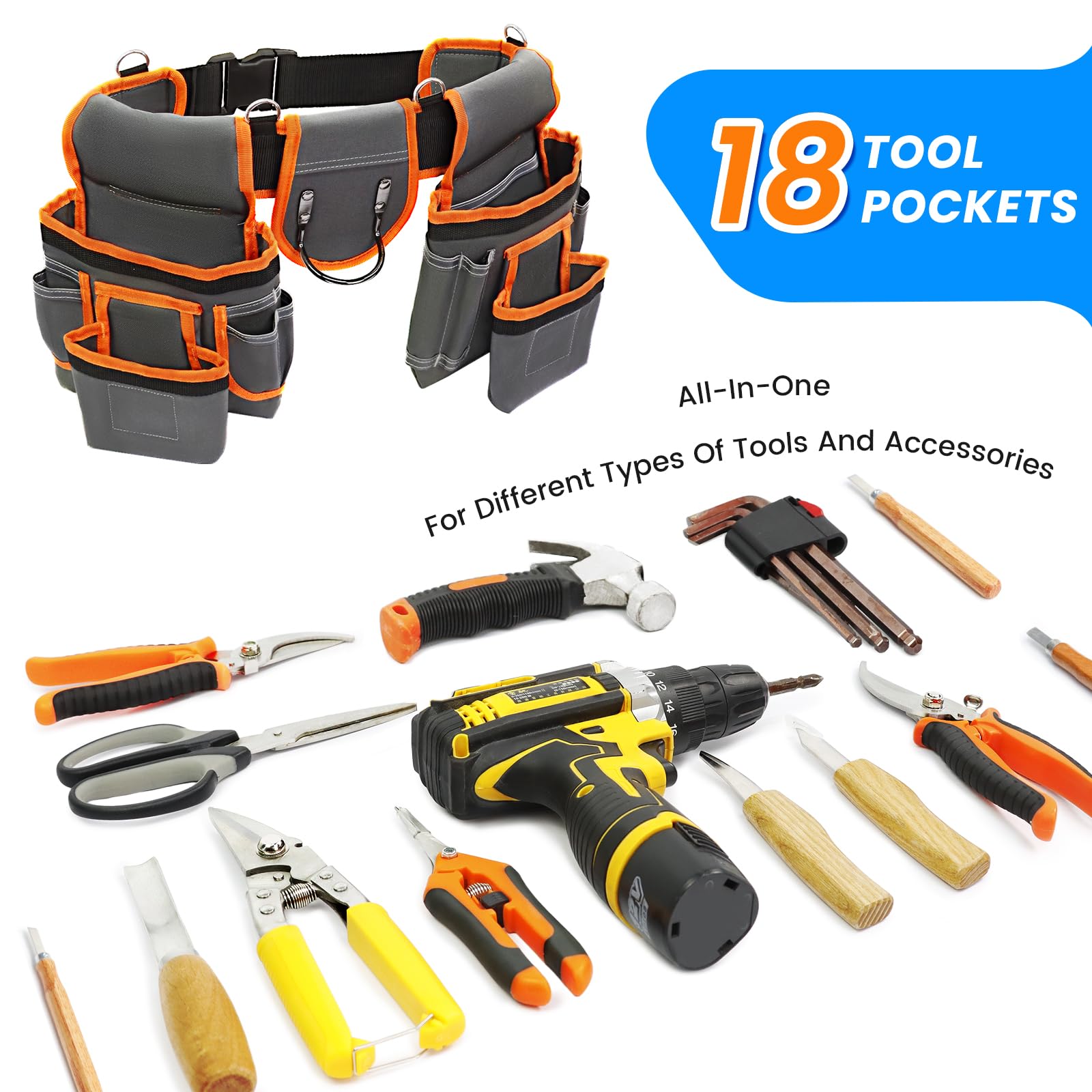 TEKCHIC detachable pockets allow customization to match tool load.