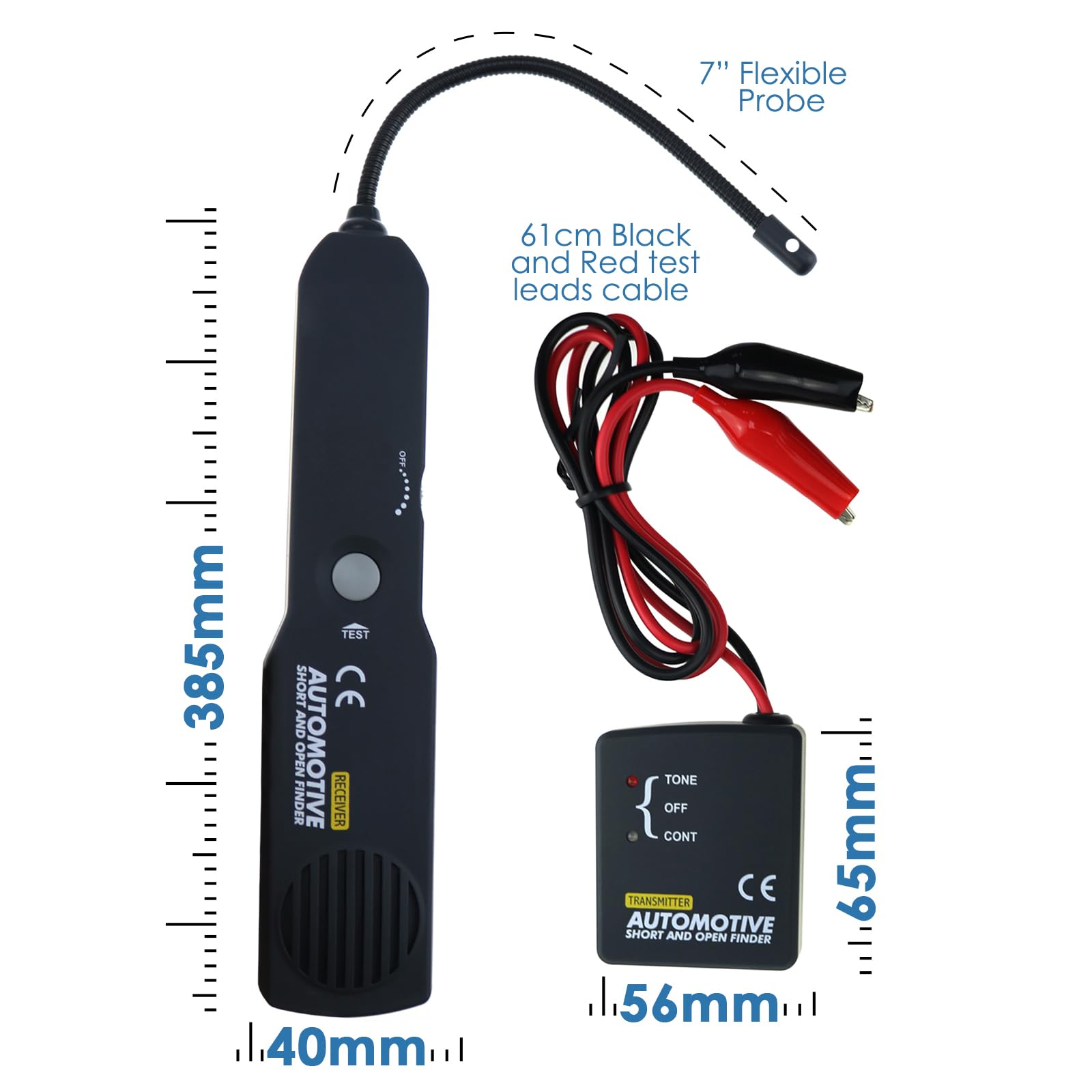 TEKCOPLUS 61 cm cable length supports testing across vehicle harnesses