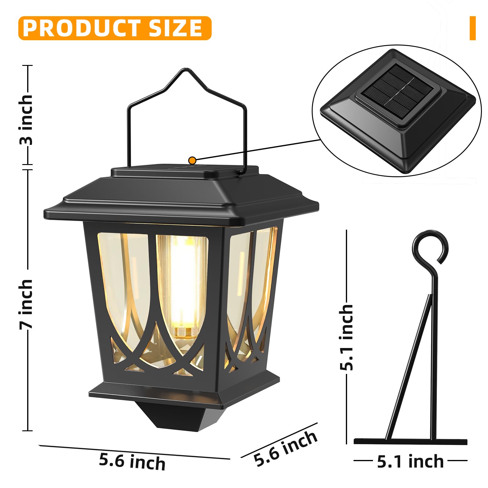 TEKLAPS solar lantern metal head provides durable, stylish exterior lighting.