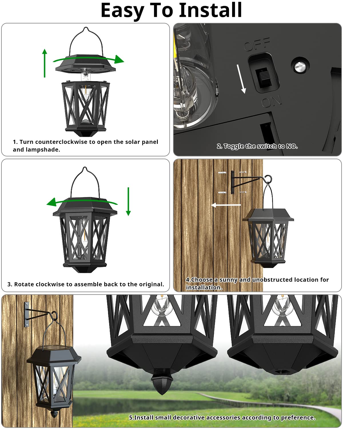 TEKLAPS wall-mount lantern illuminating a garden path at dusk.