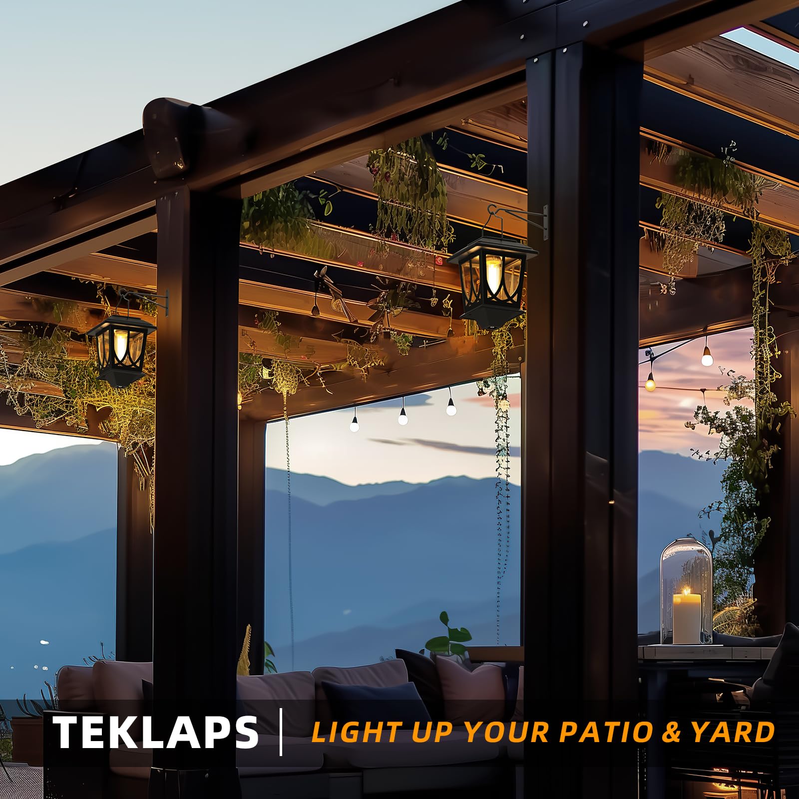 TEKLAPS solar lantern wall mount offers quick, tool-free installation on fences and porches.