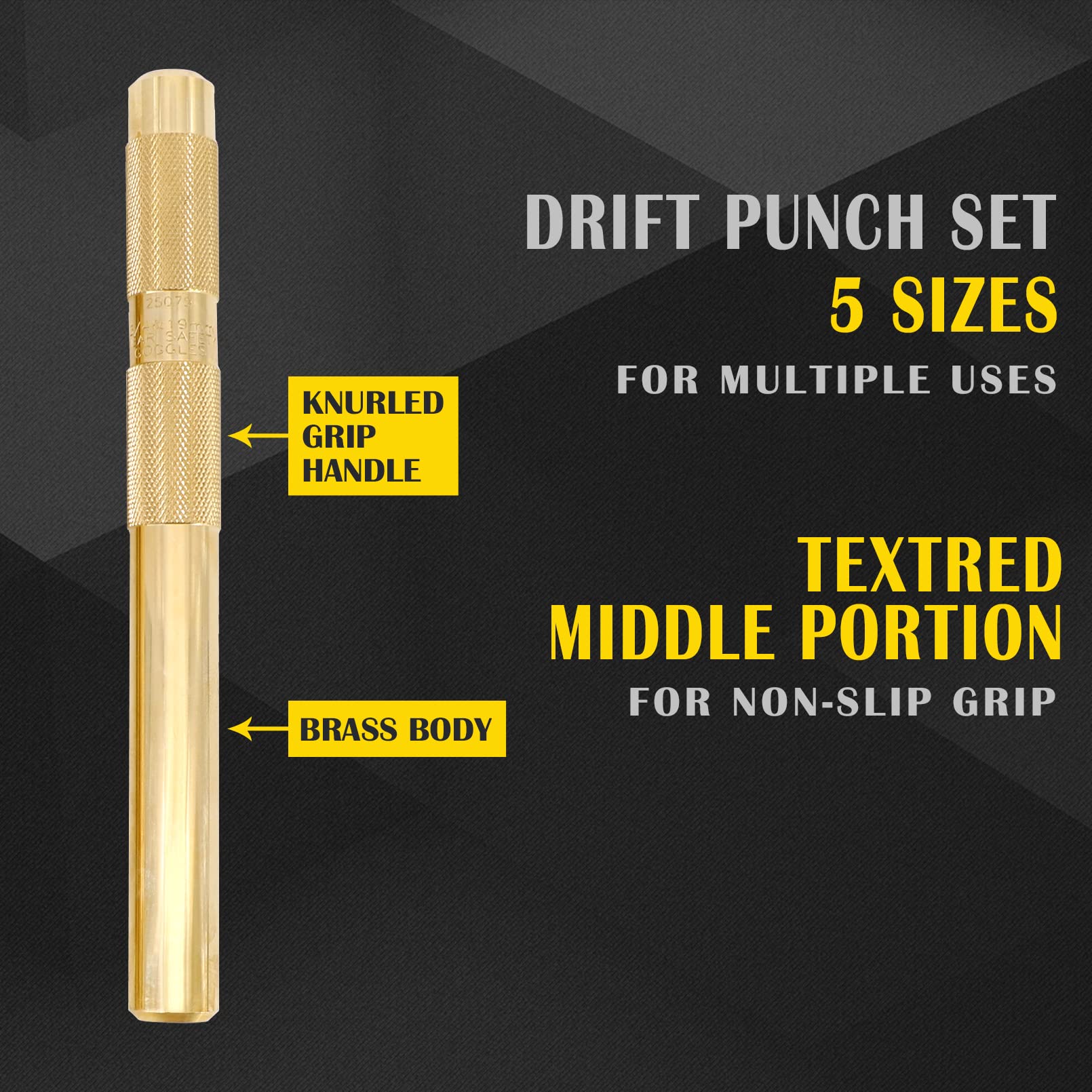 Tektall brass drift punch 1/2 in: sturdy punch for metalwork accuracy.