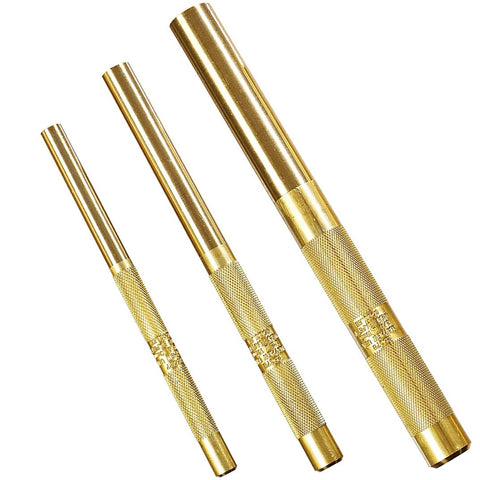 Tektall brass drift punch set 3/4 inch with knurled grip for non-marring work