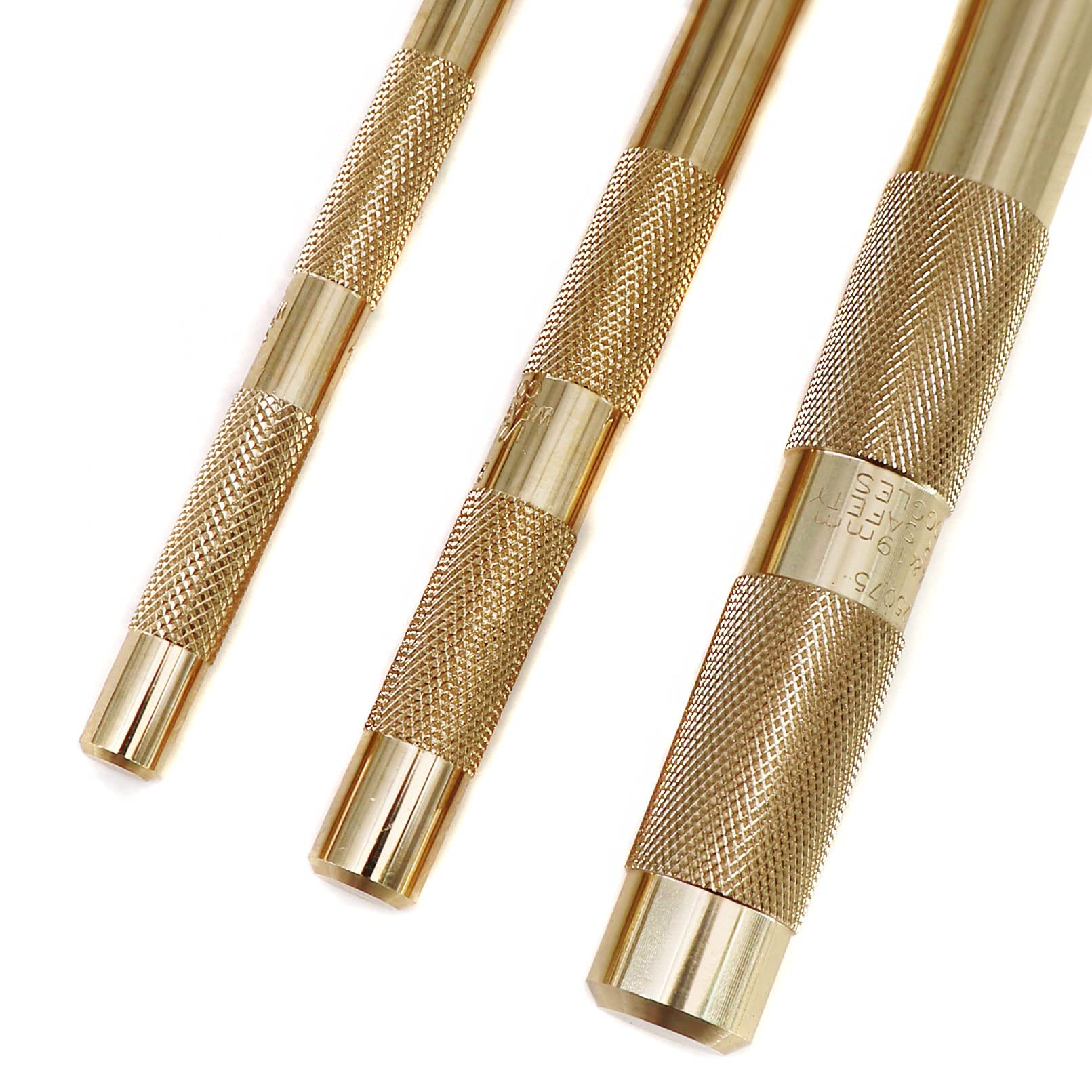 Tektall brass drift punches with knurled handles for secure grip