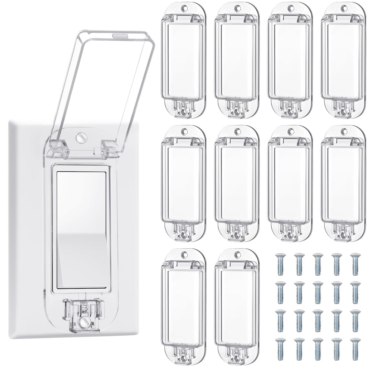 Tellegloww clear guard pack blends with wall decor while protecting rocker switches.