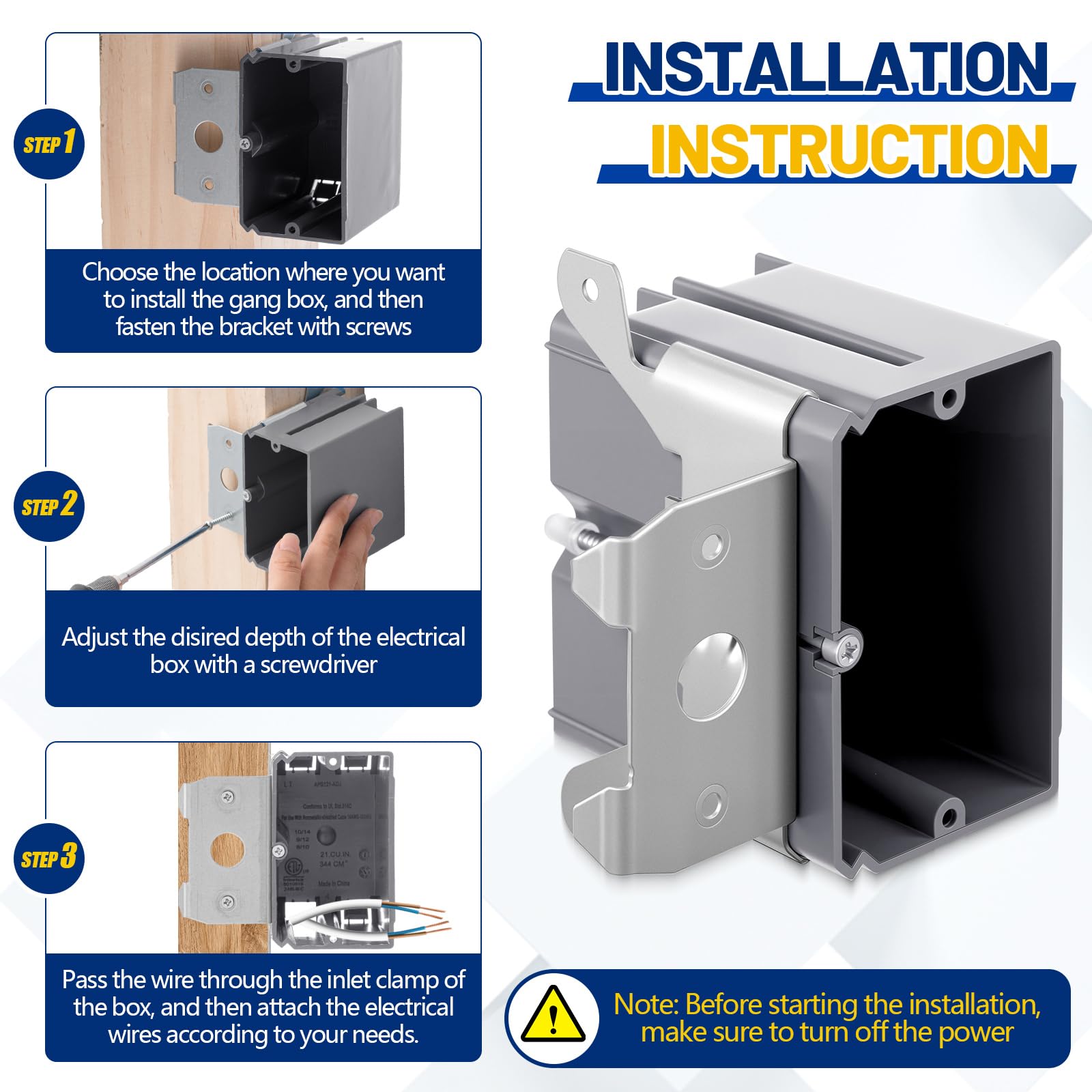 Tellegloww depth-adjustable box, easy to install, reduces construction time.