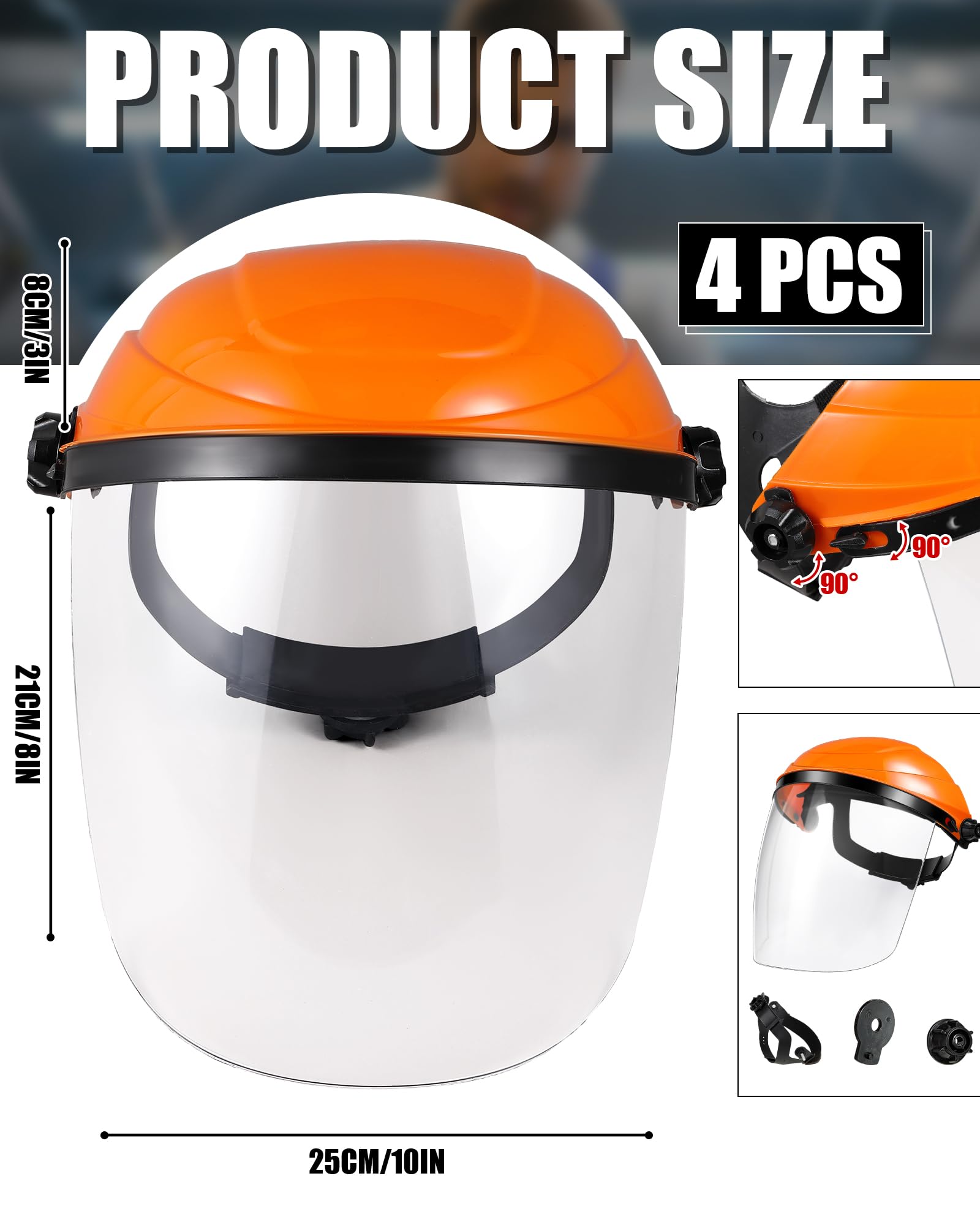 Tellegloww face shield angled view supports precise visibility during cutting and grinding.
