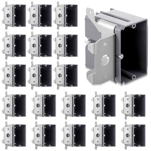 Tellegloww outlet box 20-pack, 1-gang adjustable PVC, ideal for versatile electrical installations.