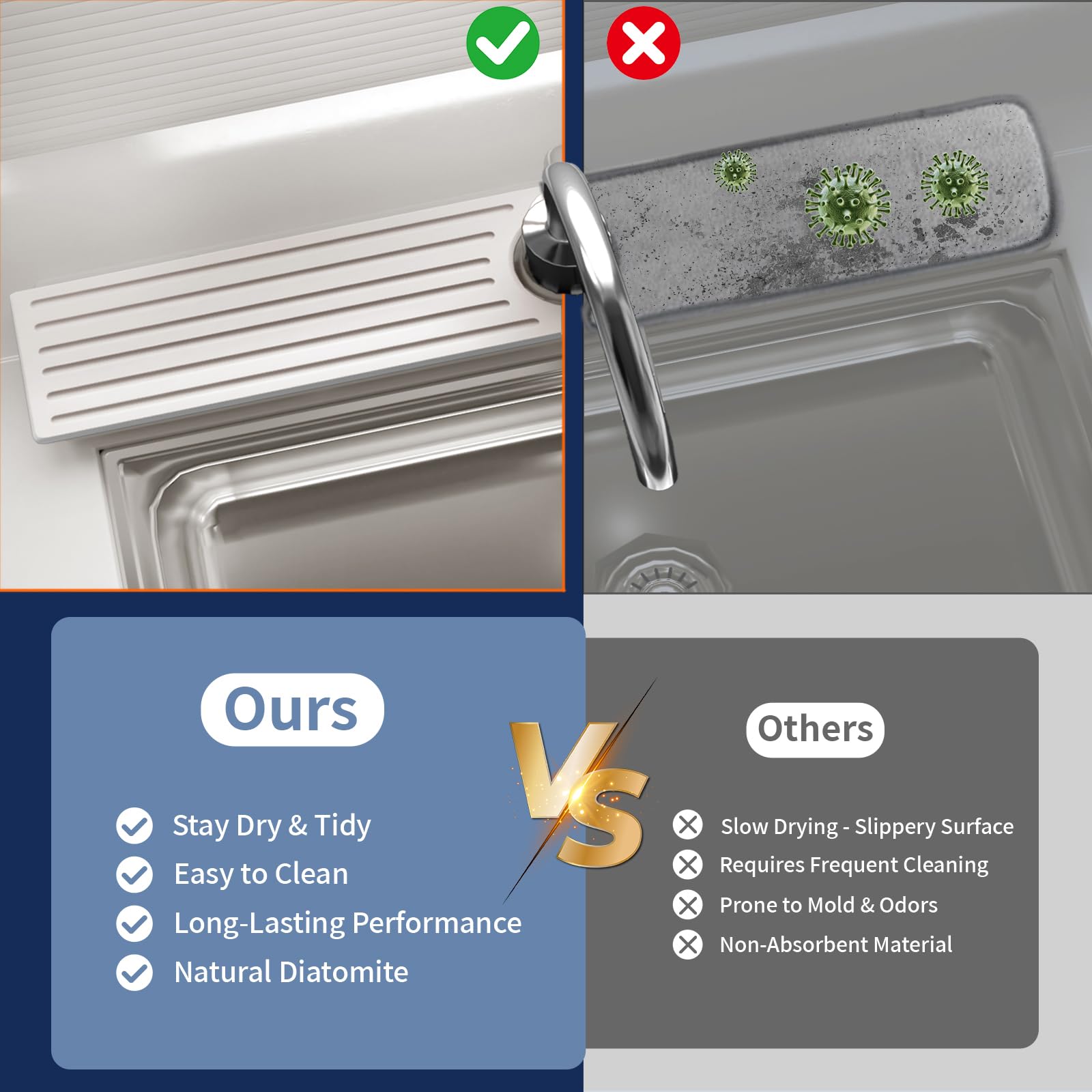Telomet diatomite texture detail emphasizes durability and ease of rinsing